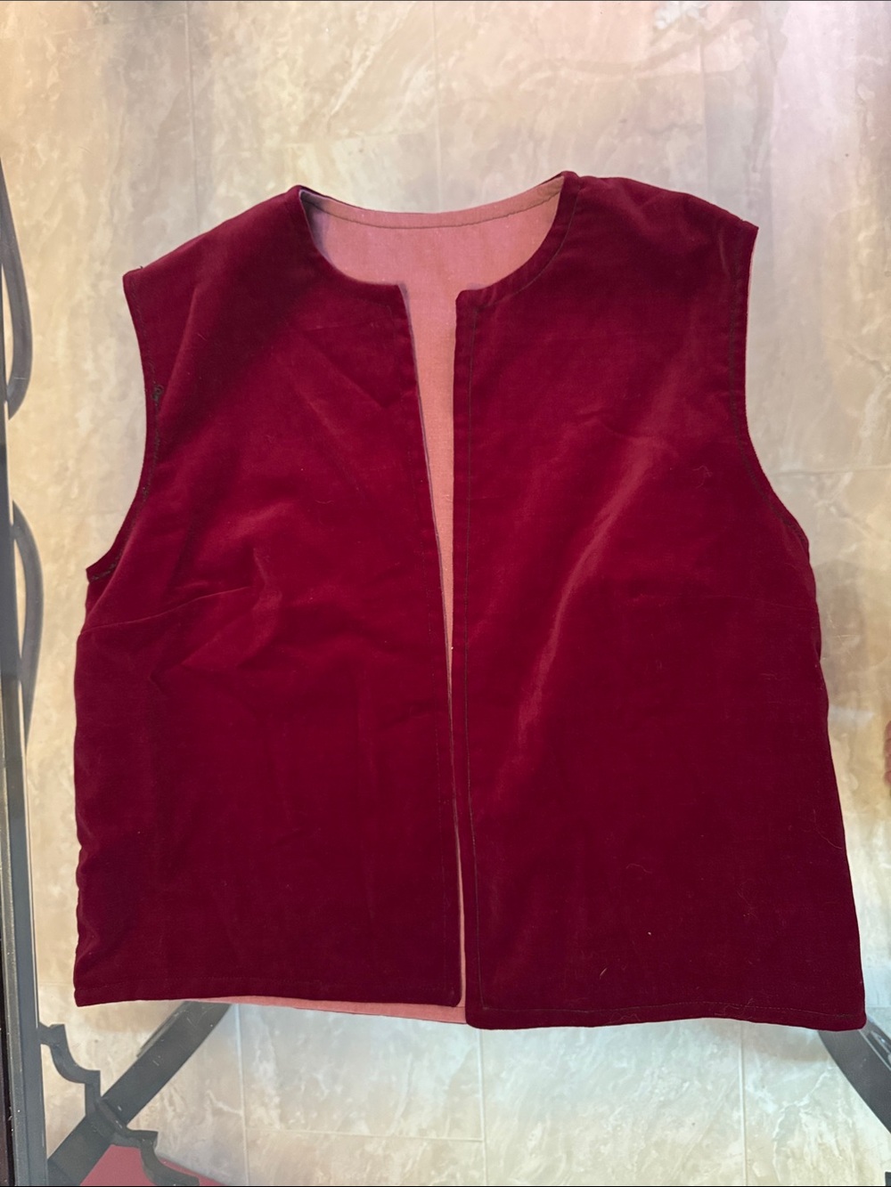 Handmade Velvet Vest - Deep Wine Red